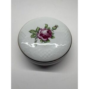 Vintage Schumann German Porcelain Rose Trinket Box Chic Cottage